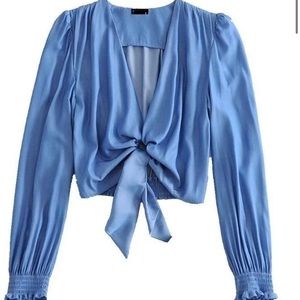 Blue satin blouse